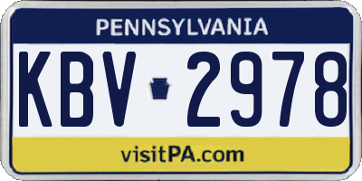 PA license plate KBV2978