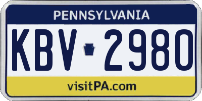 PA license plate KBV2980