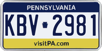 PA license plate KBV2981