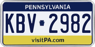 PA license plate KBV2982