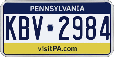 PA license plate KBV2984