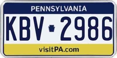 PA license plate KBV2986