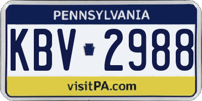 PA license plate KBV2988