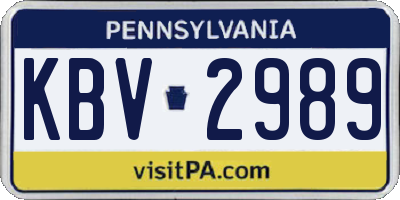 PA license plate KBV2989