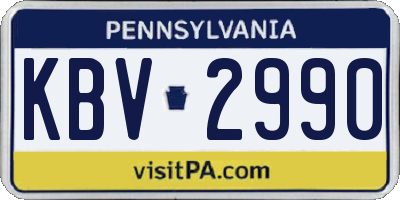 PA license plate KBV2990