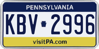 PA license plate KBV2996