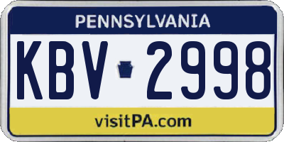 PA license plate KBV2998