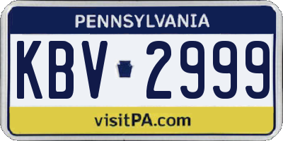 PA license plate KBV2999