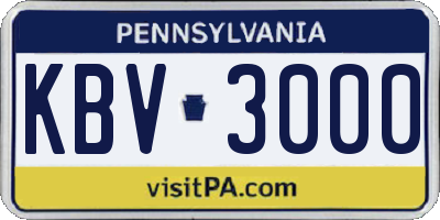 PA license plate KBV3000