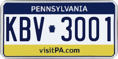 PA license plate KBV3001