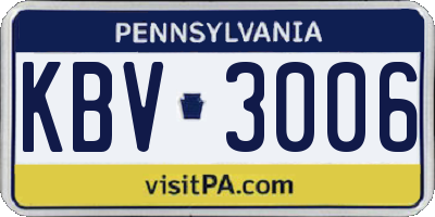 PA license plate KBV3006