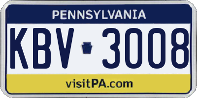 PA license plate KBV3008