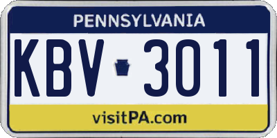 PA license plate KBV3011