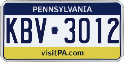 PA license plate KBV3012