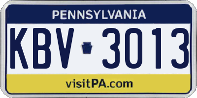 PA license plate KBV3013