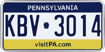 PA license plate KBV3014