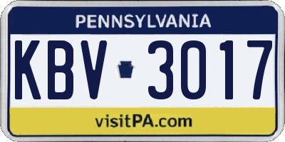 PA license plate KBV3017