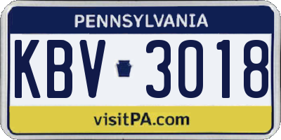 PA license plate KBV3018