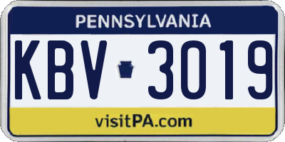 PA license plate KBV3019