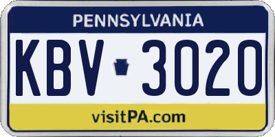 PA license plate KBV3020