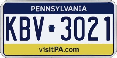 PA license plate KBV3021
