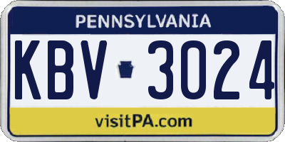 PA license plate KBV3024