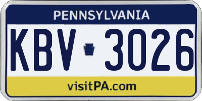 PA license plate KBV3026