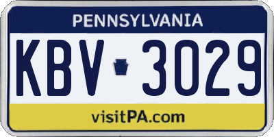 PA license plate KBV3029
