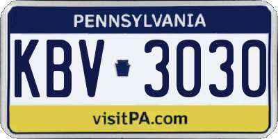 PA license plate KBV3030