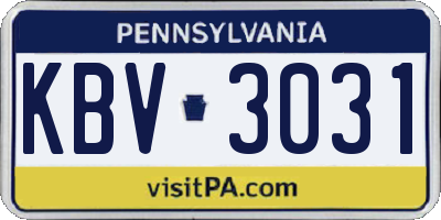 PA license plate KBV3031