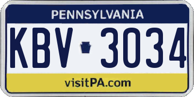 PA license plate KBV3034