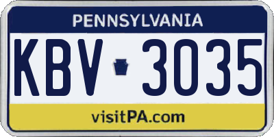 PA license plate KBV3035