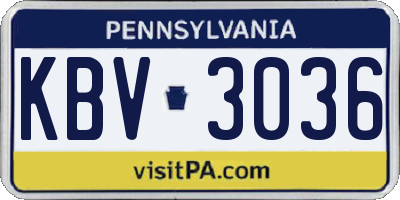 PA license plate KBV3036