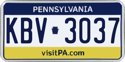 PA license plate KBV3037