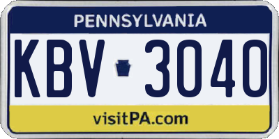 PA license plate KBV3040