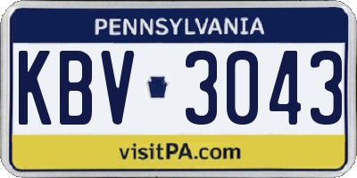 PA license plate KBV3043