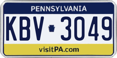 PA license plate KBV3049