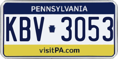 PA license plate KBV3053