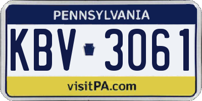 PA license plate KBV3061