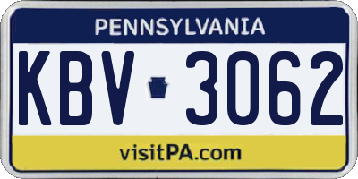 PA license plate KBV3062