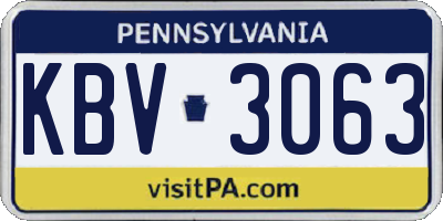 PA license plate KBV3063