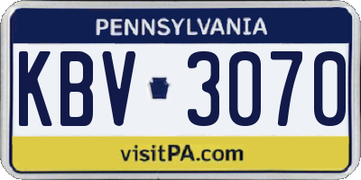 PA license plate KBV3070
