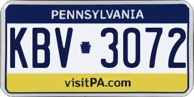 PA license plate KBV3072