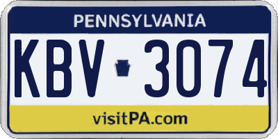 PA license plate KBV3074