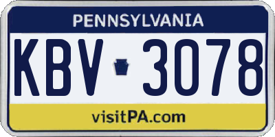 PA license plate KBV3078