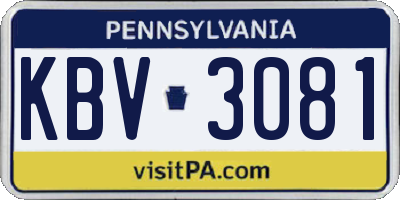 PA license plate KBV3081