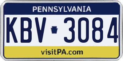 PA license plate KBV3084