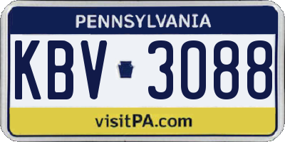 PA license plate KBV3088
