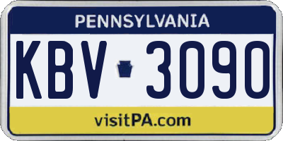 PA license plate KBV3090