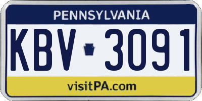 PA license plate KBV3091
